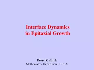 Interface Dynamics in Epitaxial Growth