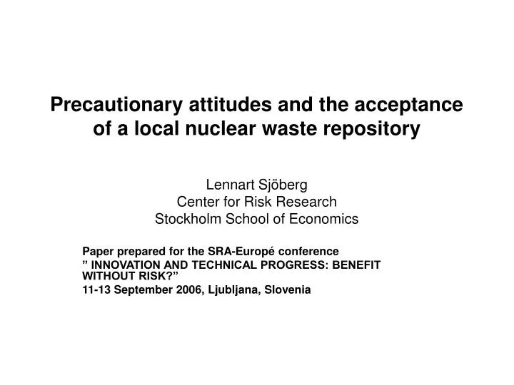 precautionary attitudes and the acceptance of a local nuclear waste repository