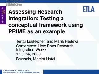 Assessing Research Integration: Testing a conceptual framework using PRIME as an example