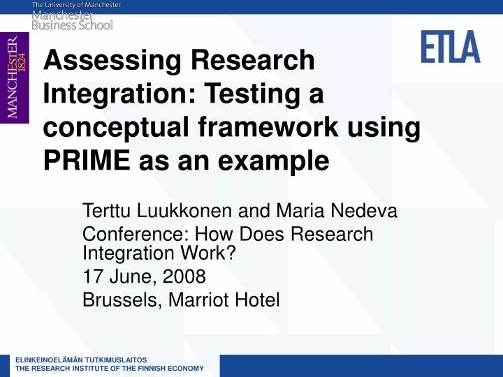 assessing research integration testing a conceptual framework using prime as an example