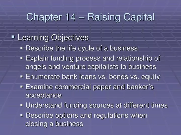 chapter 14 raising capital