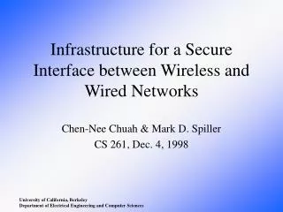 Infrastructure for a Secure Interface between Wireless and Wired Networks