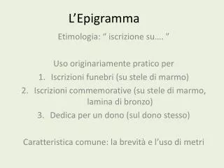 l epigramma