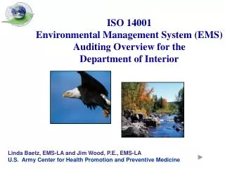 ISO 14001 Environmental Management System (EMS) Auditing Overview for the Department of Interior