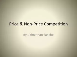 Price &amp; Non-Price Competition