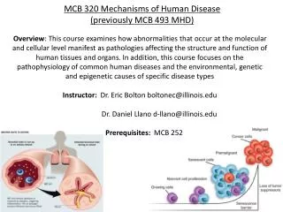 MCB 320 Mechanisms of Human Disease (previously MCB 493 MHD)