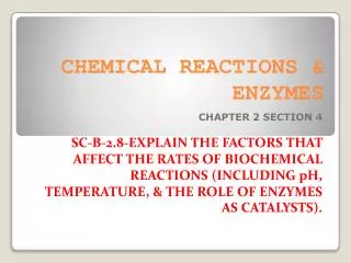 CHEMICAL REACTIONS &amp; ENZYMES