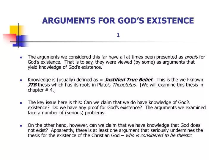 arguments for god s existence 1