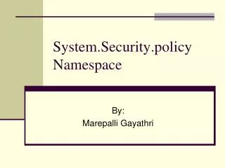 System.Security.policy Namespace