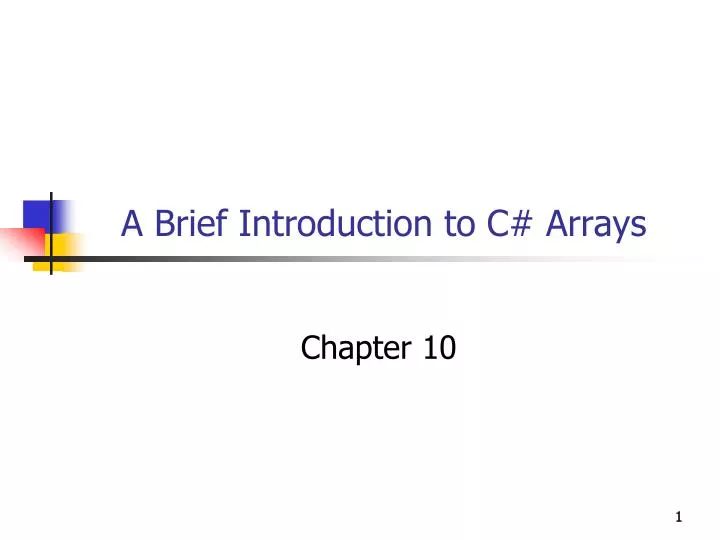 a brief introduction to c arrays