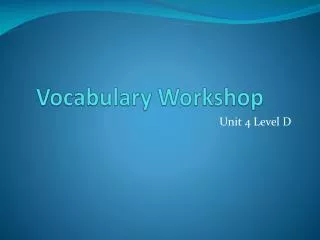 Vocabulary Workshop