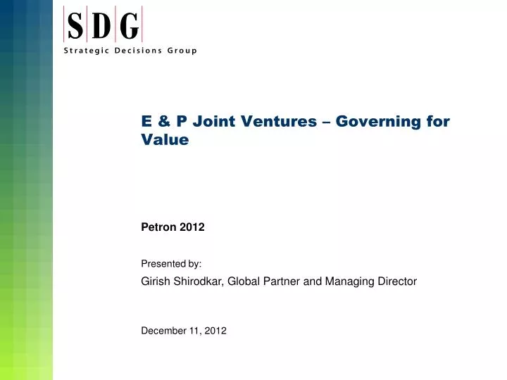 e p joint ventures governing for value