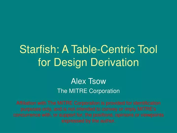 starfish a table centric tool for design derivation