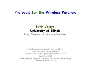 Protocols for the Wireless Paranoid