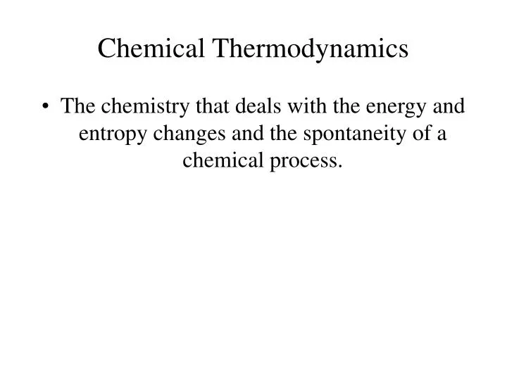 chemical thermodynamics