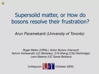 Supersolid matter, or How do bosons resolve their frustration?