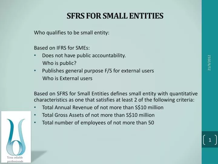 sfrs for small entities