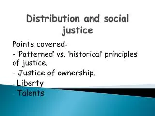 Distribution and social justice