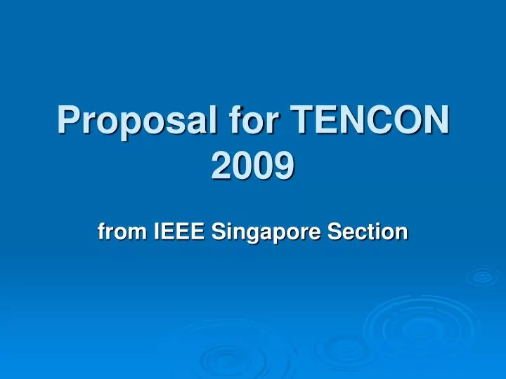 proposal for tencon 2009