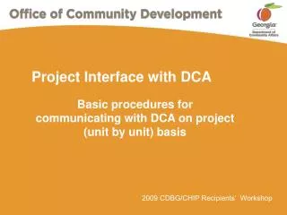 Project Interface with DCA