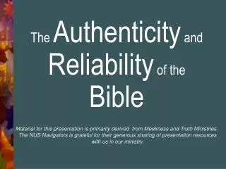 The Authenticity and Reliability of the Bible