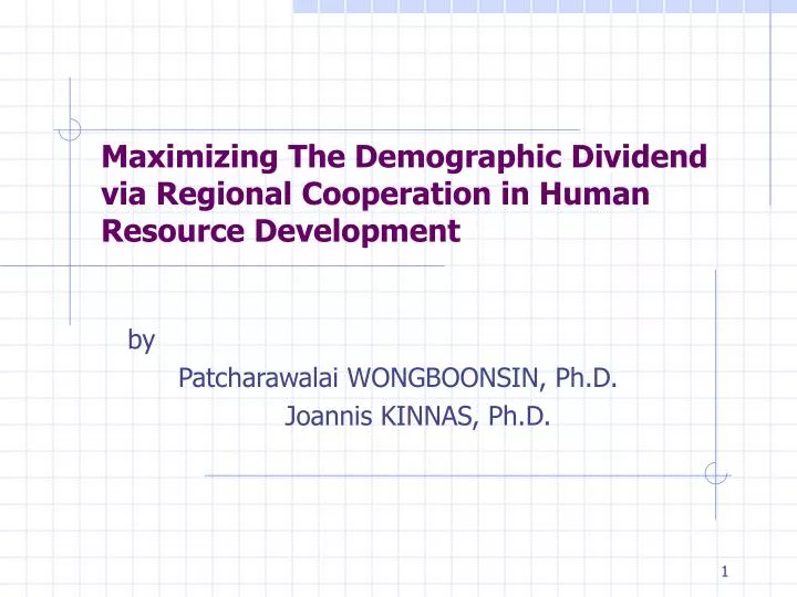 maximizing the demographic dividend via regional cooperation in human resource development