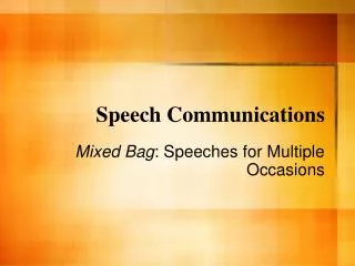 Speech Communications