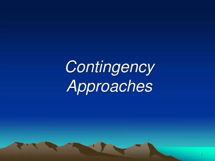 contingency approaches