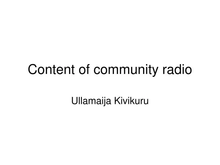 content of community radio