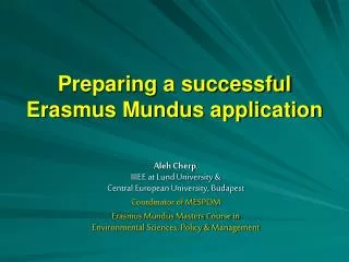 Preparing a successful Erasmus Mundus application
