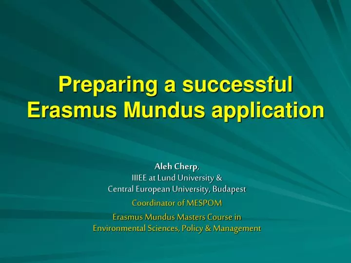 preparing a successful erasmus mundus application