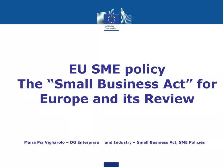 eu sme policy the small business act for europe and its review
