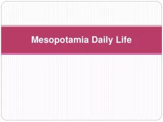 Mesopotamia Daily Life