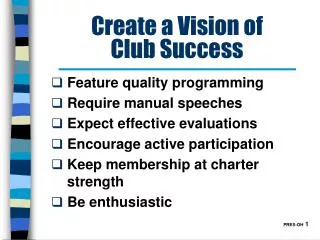 Create a Vision of Club Success