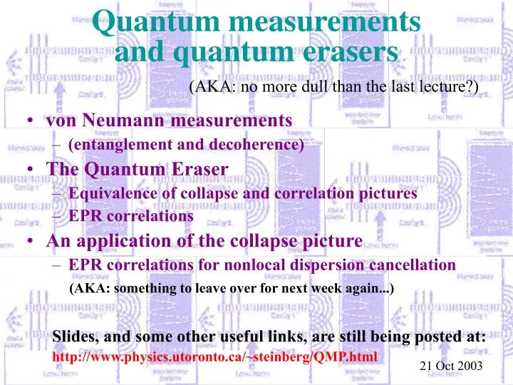 quantum measurements and quantum erasers