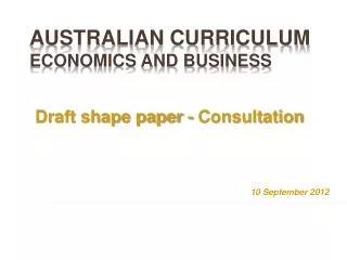 Australian Curriculum Economics and Business