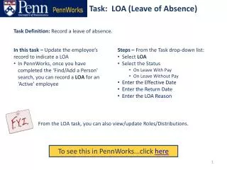 Task: LOA (Leave of Absence)