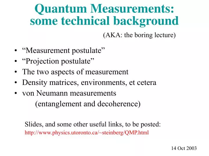 quantum measurements some technical background