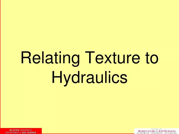relating texture to hydraulics