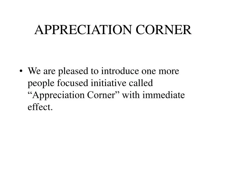 appreciation corner
