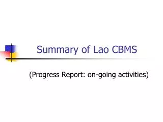 Summary of Lao CBMS
