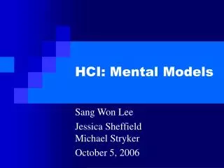 HCI: Mental Models