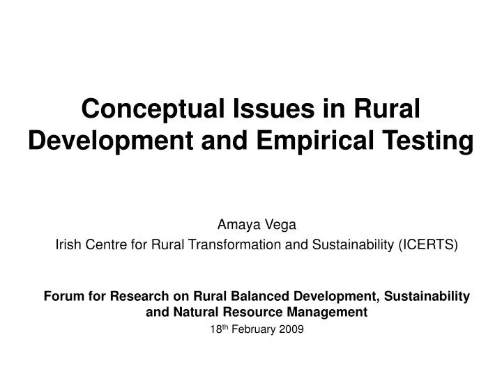 conceptual issues in rural development and empirical testing
