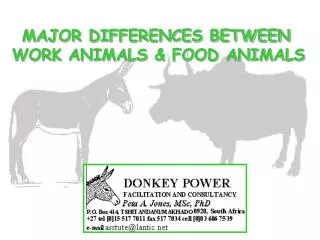 MAJOR DIFFERENCES BETWEEN WORK ANIMALS &amp; FOOD ANIMALS