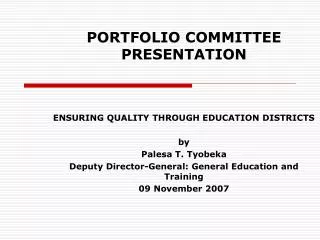 PORTFOLIO COMMITTEE PRESENTATION