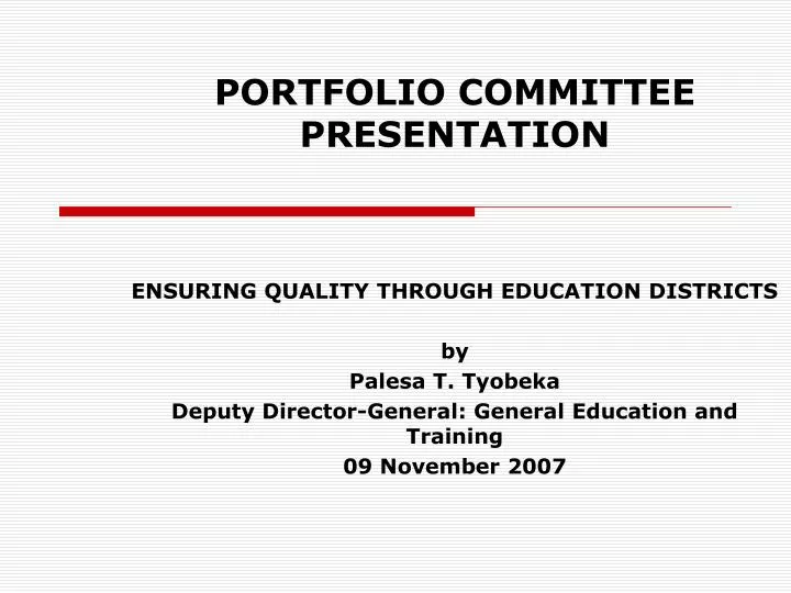 portfolio committee presentation