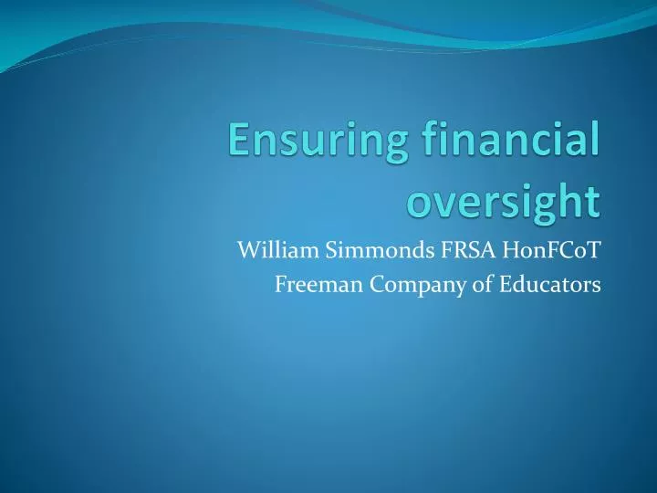 ensuring financial oversight