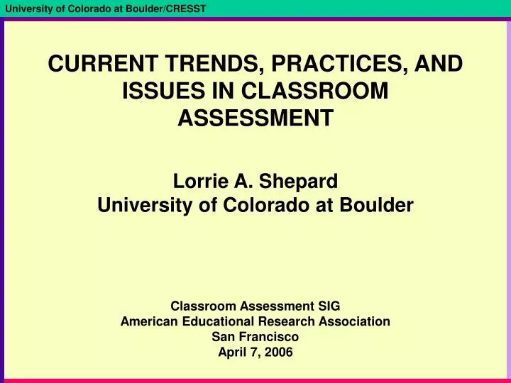 current trends practices and issues in classroom assessment