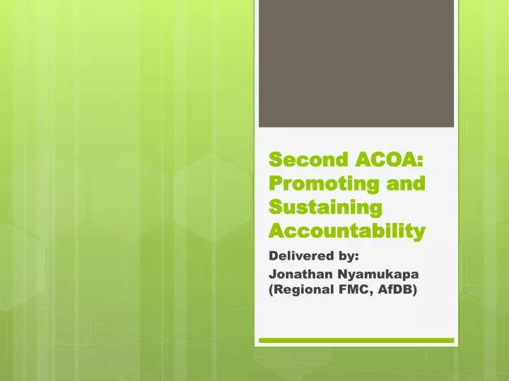 second acoa promoting and sustaining accountability
