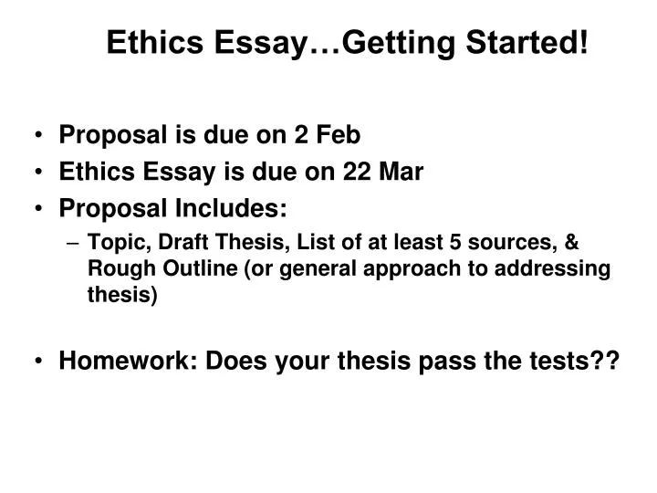 ethics essay getting started